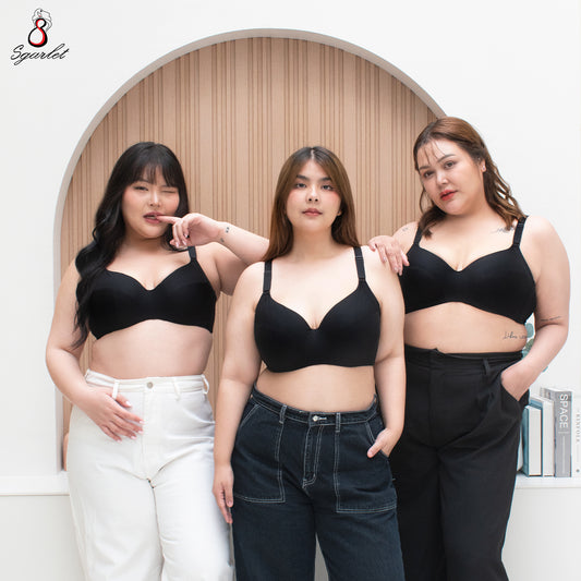 Sgarlet เสื้อในไซส์ใหญ่มีโครง ฟองน้ำบาง เก็บเนื้อส่วนเกินรอบลำตัว สีดำ/เนื้อ MB1709