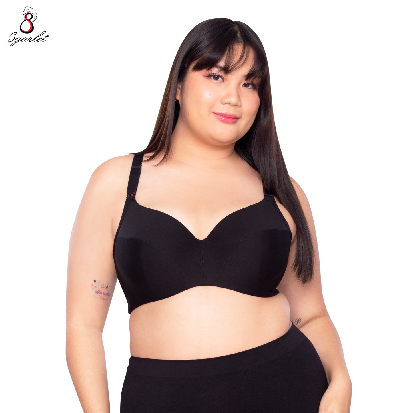 Sgarlet เสื้อในไซส์ใหญ่มีโครง ฟองน้ำบาง เก็บเนื้อส่วนเกินรอบลำตัว สีดำ/เนื้อ MB1762