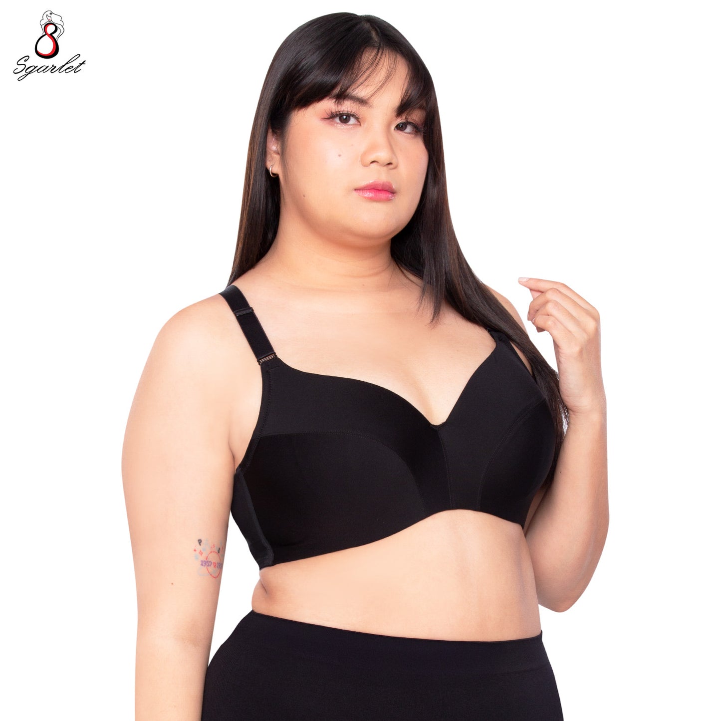 Sgarlet เสื้อในไซส์ใหญ่มีโครง ฟองน้ำบาง เก็บเนื้อส่วนเกินรอบลำตัว สีดำ/เนื้อ MB1762