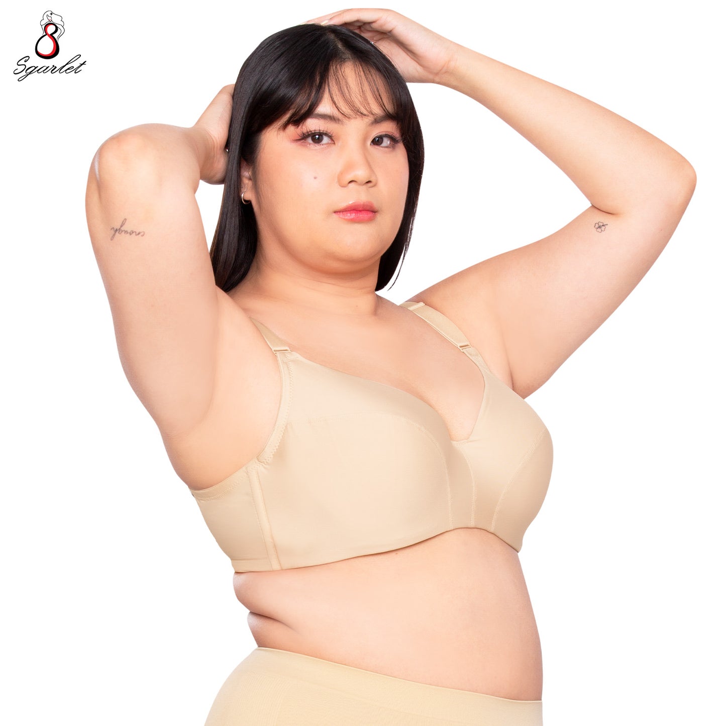 Sgarlet เสื้อในไซส์ใหญ่มีโครง ฟองน้ำบาง เก็บเนื้อส่วนเกินรอบลำตัว สีดำ/เนื้อ MB1762