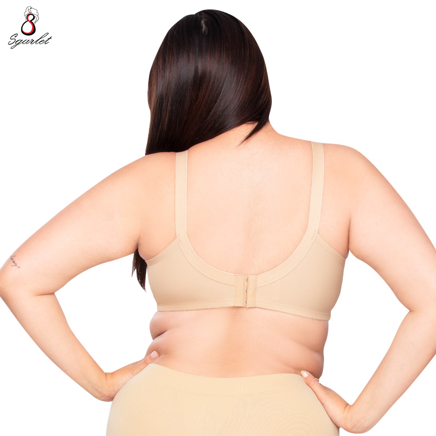 Sgarlet เสื้อในไซส์ใหญ่มีโครง ฟองน้ำบาง เก็บเนื้อส่วนเกินรอบลำตัว สีดำ/เนื้อ MB1762