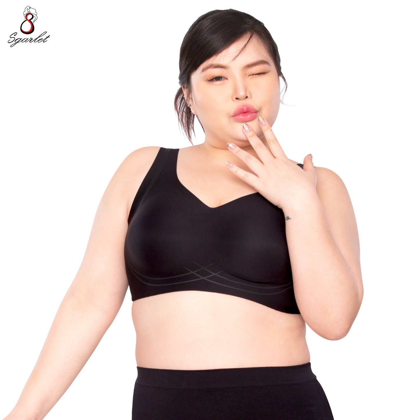 Sgarlet เสื้อในไซส์ใหญ่ ไร้โครง ไร้ตะเข็บ แบบ Bonding ใส่สบาย สีเนื้อ/สีดำ MB1528