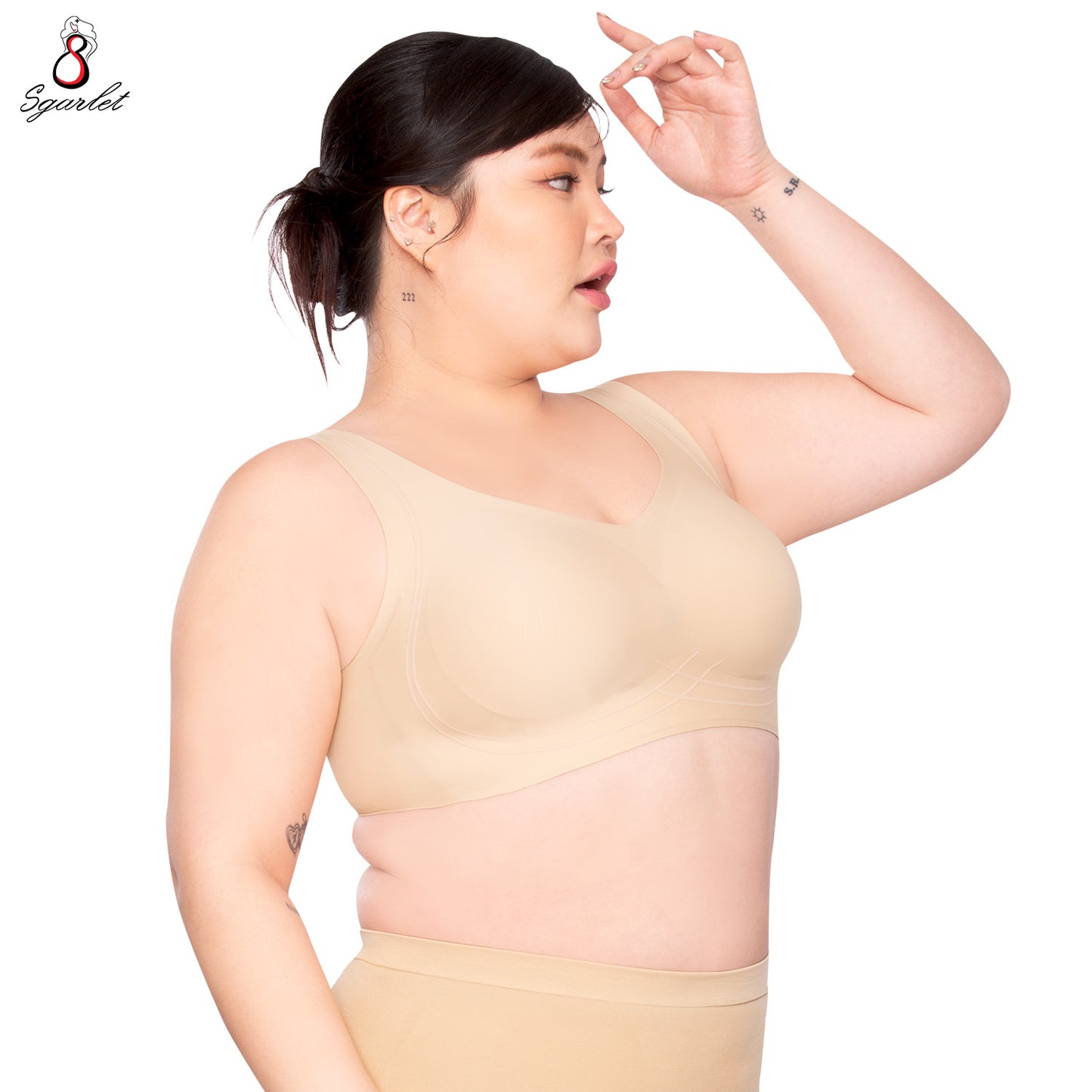 Sgarlet เสื้อในไซส์ใหญ่ ไร้โครง ไร้ตะเข็บ แบบ Bonding ใส่สบาย สีเนื้อ/สีดำ MB1528