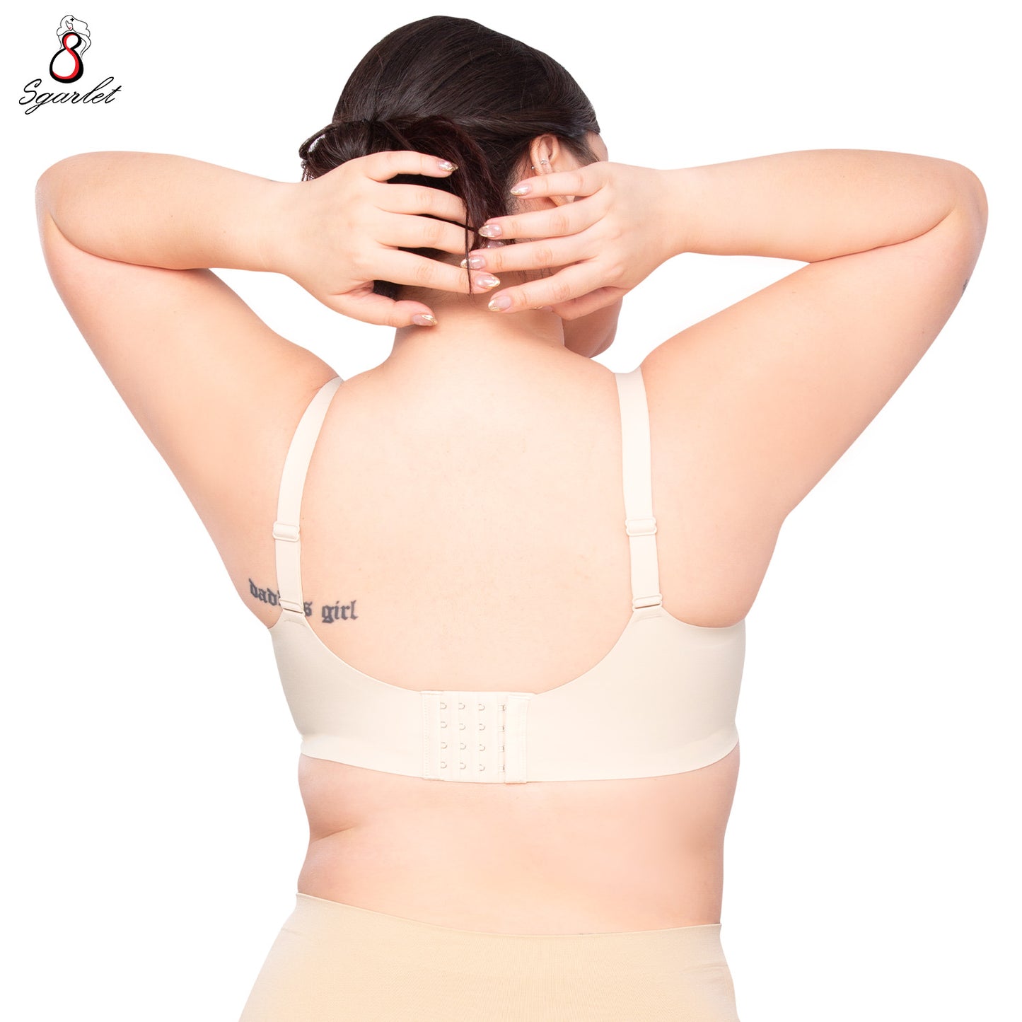 Sgarlet Jolie bra เสื้อในไซส์ใหญ่ไร้รอยต่อไร้โครง เก็บกระชับ ผ้าพลางเนินอก สีเนื้อ/ฟ้าอมเทา MB1524