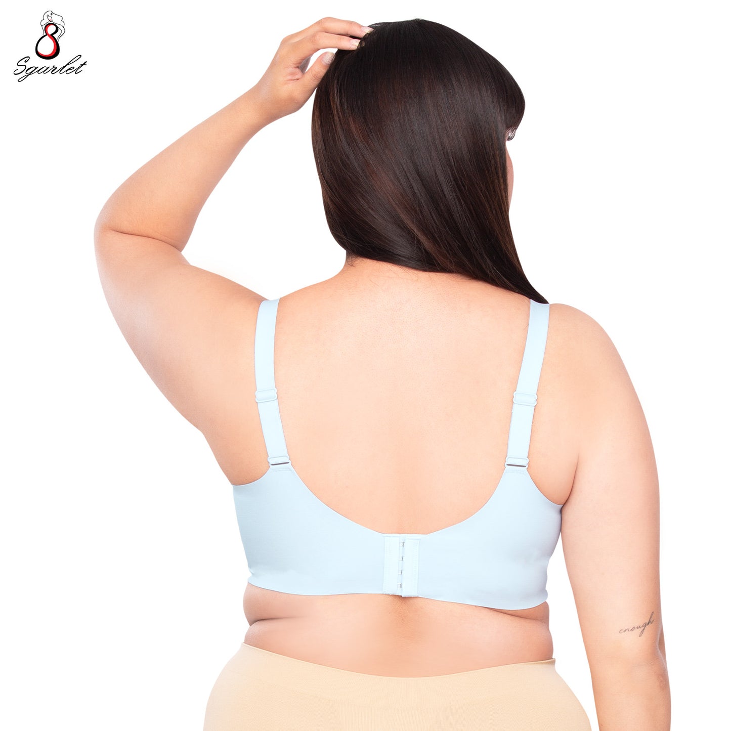 Sgarlet Jolie bra เสื้อในไซส์ใหญ่ไร้รอยต่อไร้โครง เก็บกระชับ ผ้าพลางเนินอก สีเนื้อ/ฟ้าอมเทา MB1524