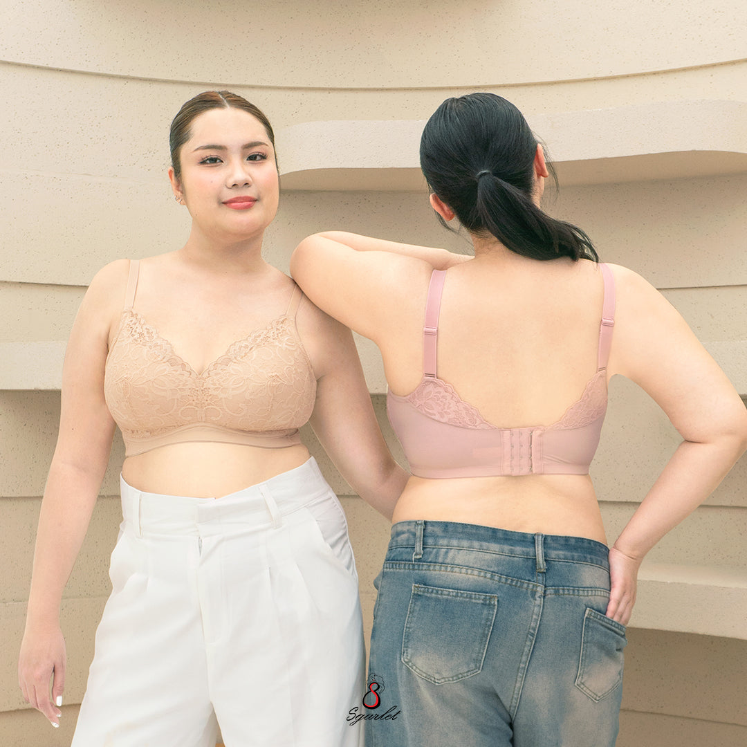 Sgarlet เสื้อในไซส์ใหญ่ไร้โครงสบายคัพ เก็บส่วนเกิน ผ้าลูกไม้ สีดำ/ชมพูอ่อน /สีเนื้อ MB1512