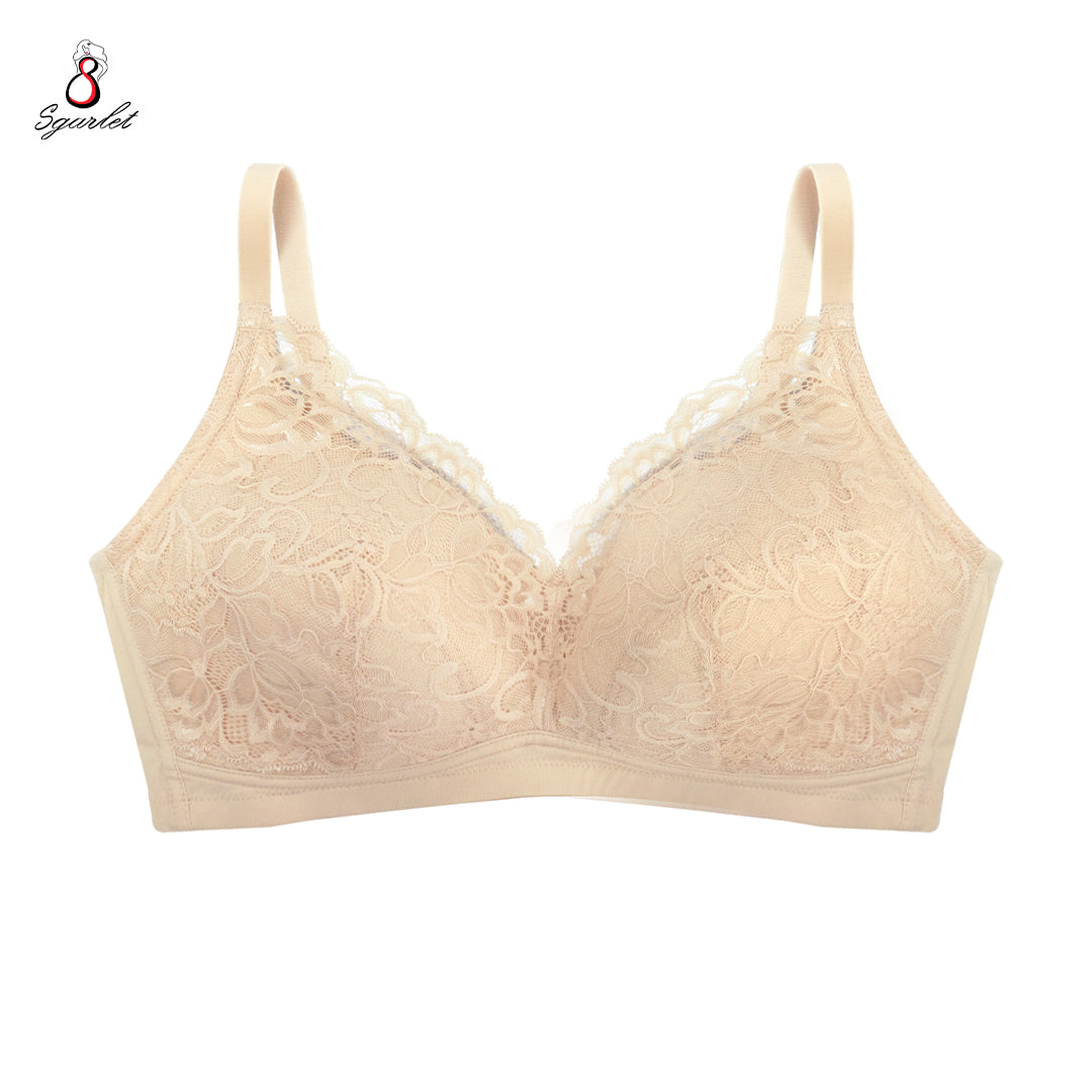 Sgarlet เสื้อในไซส์ใหญ่ไร้โครงสบายคัพ เก็บส่วนเกิน ผ้าลูกไม้ สีดำ/ชมพูอ่อน /สีเนื้อ MB1512