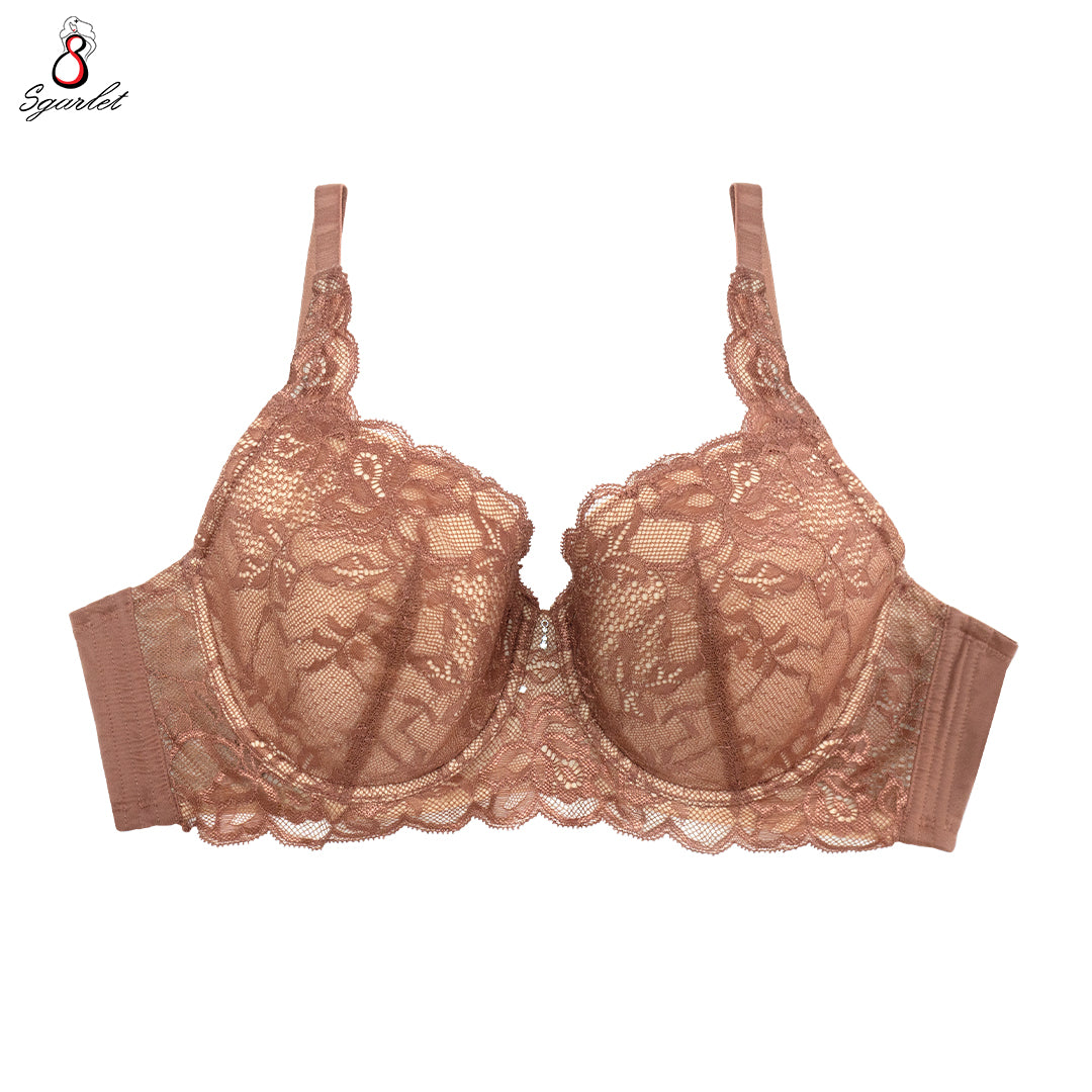 Sgarlet Plus Size Underwire Bra สำหรับสาวอวบที่ต้องการทรงอกกลมสวย มีโครง เก็บทรงคัพ ผ้าลูกไม้ MB1721  สีดำ/สีเนื้อ/สีชาเย็น