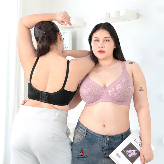 Sgarlet เสื้อในไซส์ใหญ่มีโครง เต้าซีทรู ไม่มีฟองน้ำ ผ้าลูกไม้ สีดำ/เนื้อ/สีชาเย็น/สีชมพู MB1733