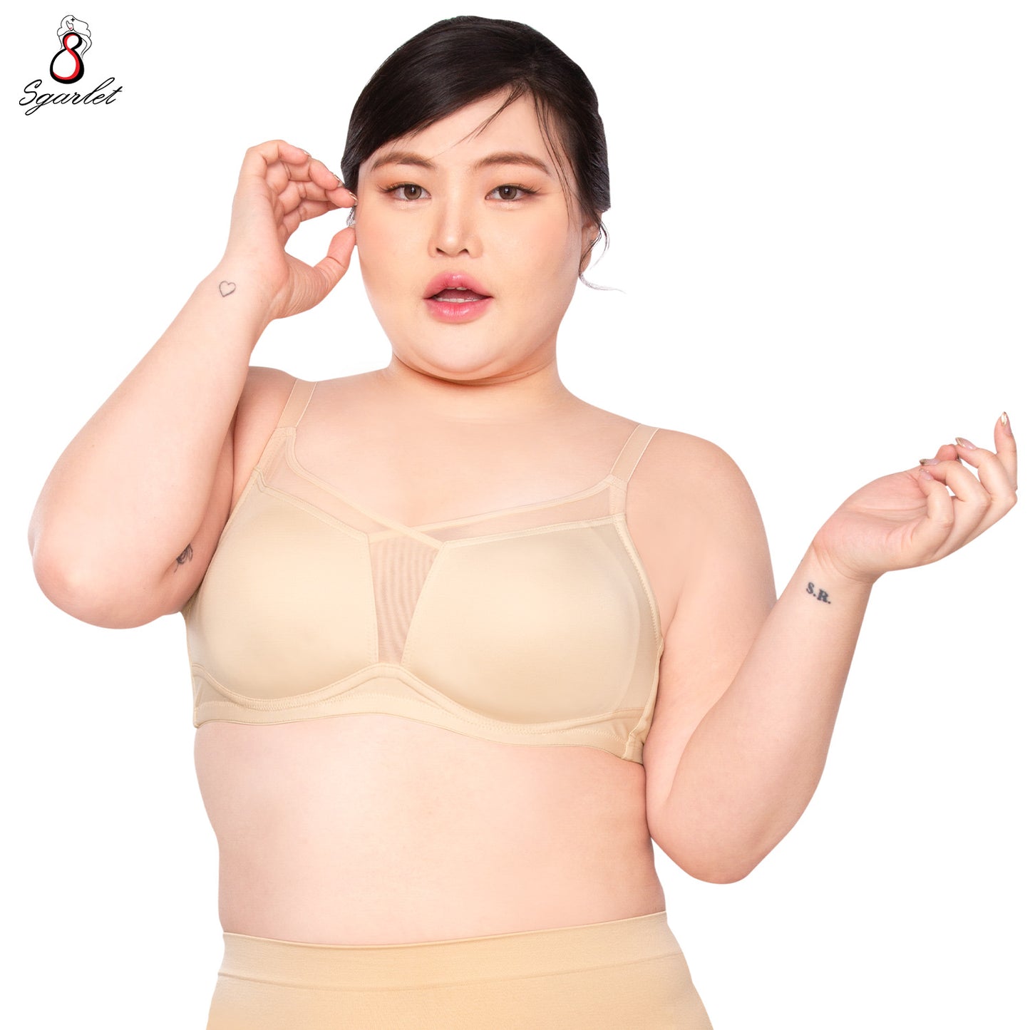 Sgarlet เสื้อในไซส์ใหญ่ ไร้โครง ตัวเรียบ ใส่สบาย สีดำ/เนื้อ/สีชาเย็น MB1530